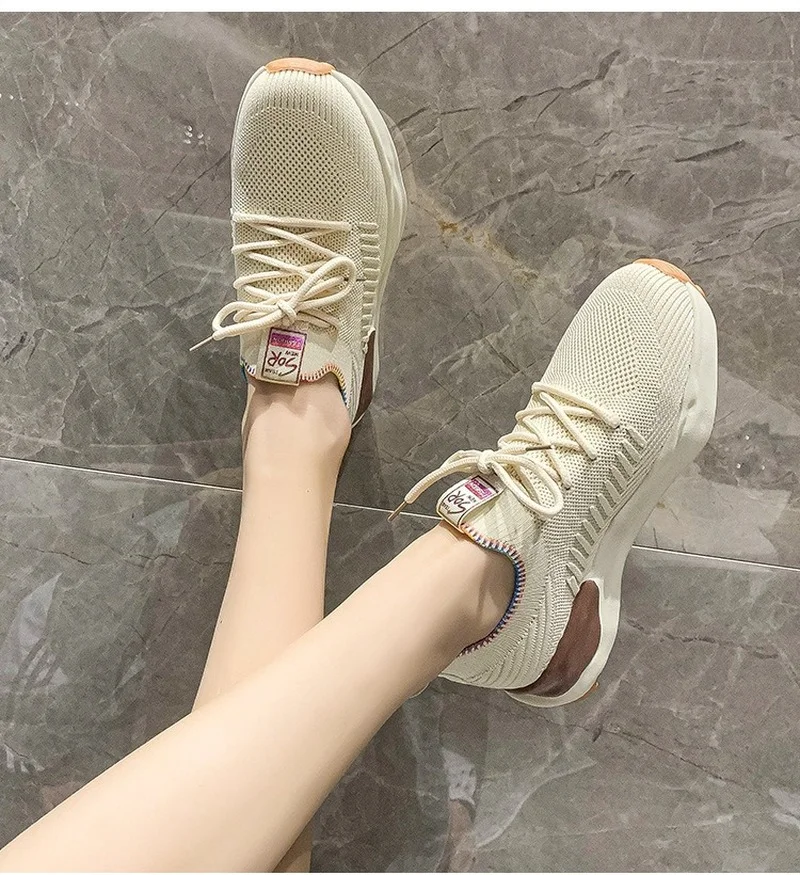 2022 Mới Giày Thời Trang Nữ Thoáng Khí Zapatos De Mujer Giày Buộc Dây Tenis De Mujer Thiết Kế Giày Nền Tảng Shose nữ