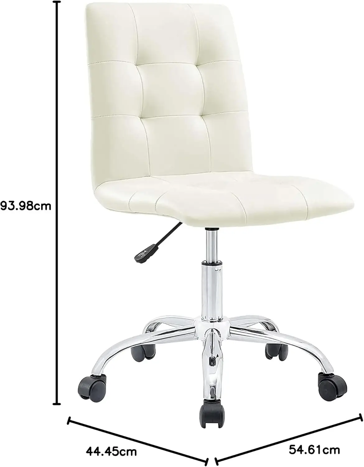 كرسي مكتب دوار مريح مع دعم قطني، ارتفاع قابل للتعديل، أبيض