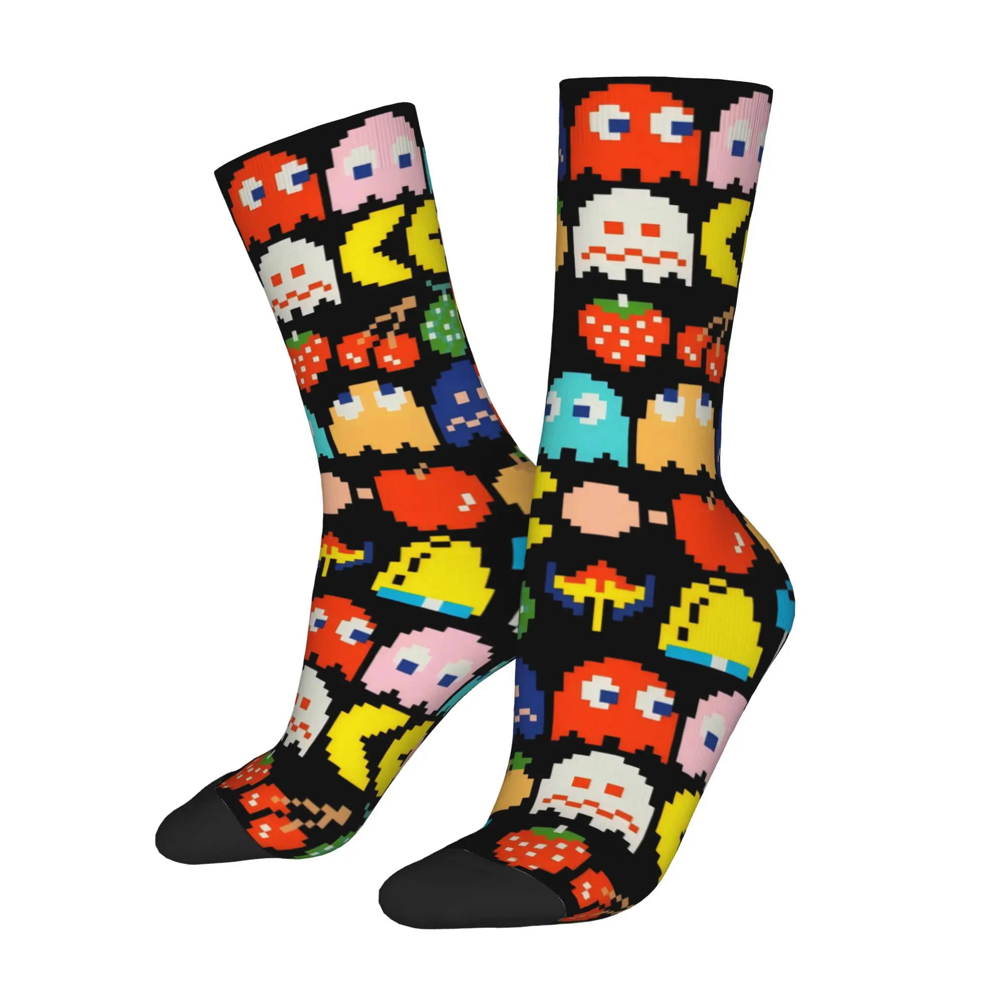 

Funny Sock BANDAI Pac Man 5 Rock Seamless Pattern Printed Men Socks Novelty Men's Socks
