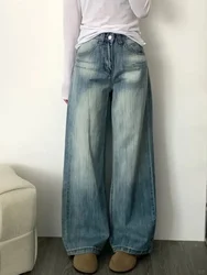 HOUZHOU Vintage Y2k 2000s pantalones vaqueros holgados mujer Harajuku moda coreana pantalones vaqueros Casual clásico básico Retro pantalones sueltos otoño