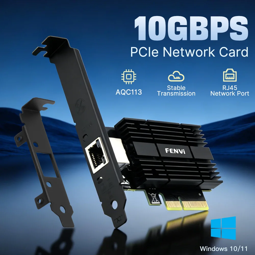 

10G RJ45 PCIe x4 To RJ45 Marvell AQC113 Ethernet Adapter for PC Gaming NAS Storage 10Gb NIC Server Low Profile for Windows 10/11