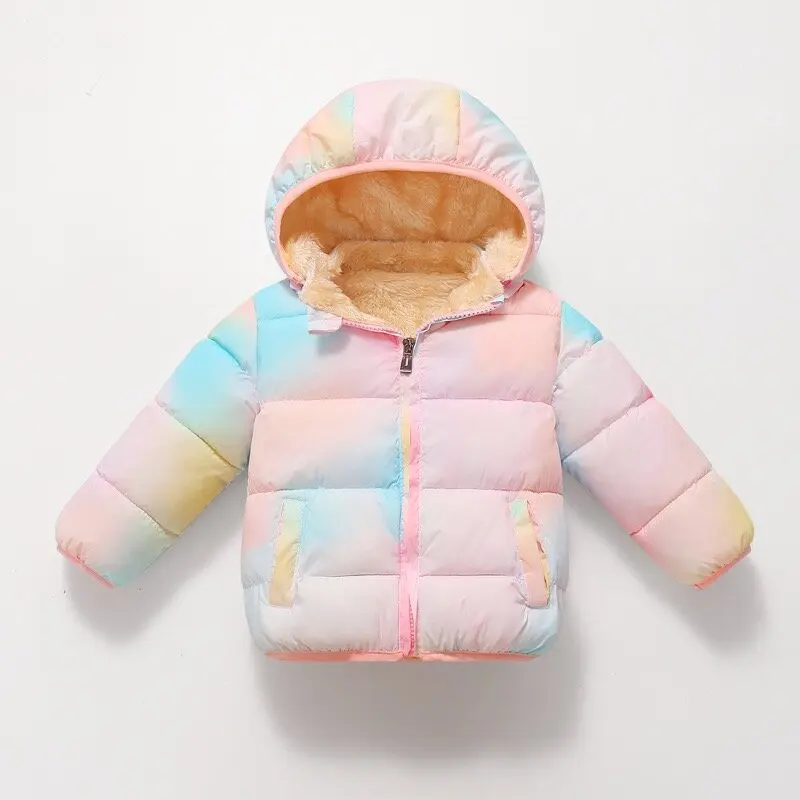 Winter Coat Girl Winter Thick Jackets For Boys Warm Plush Thicken Outerwear For Girls Fur Hooded Jacket Kids Clothes Snowsuit