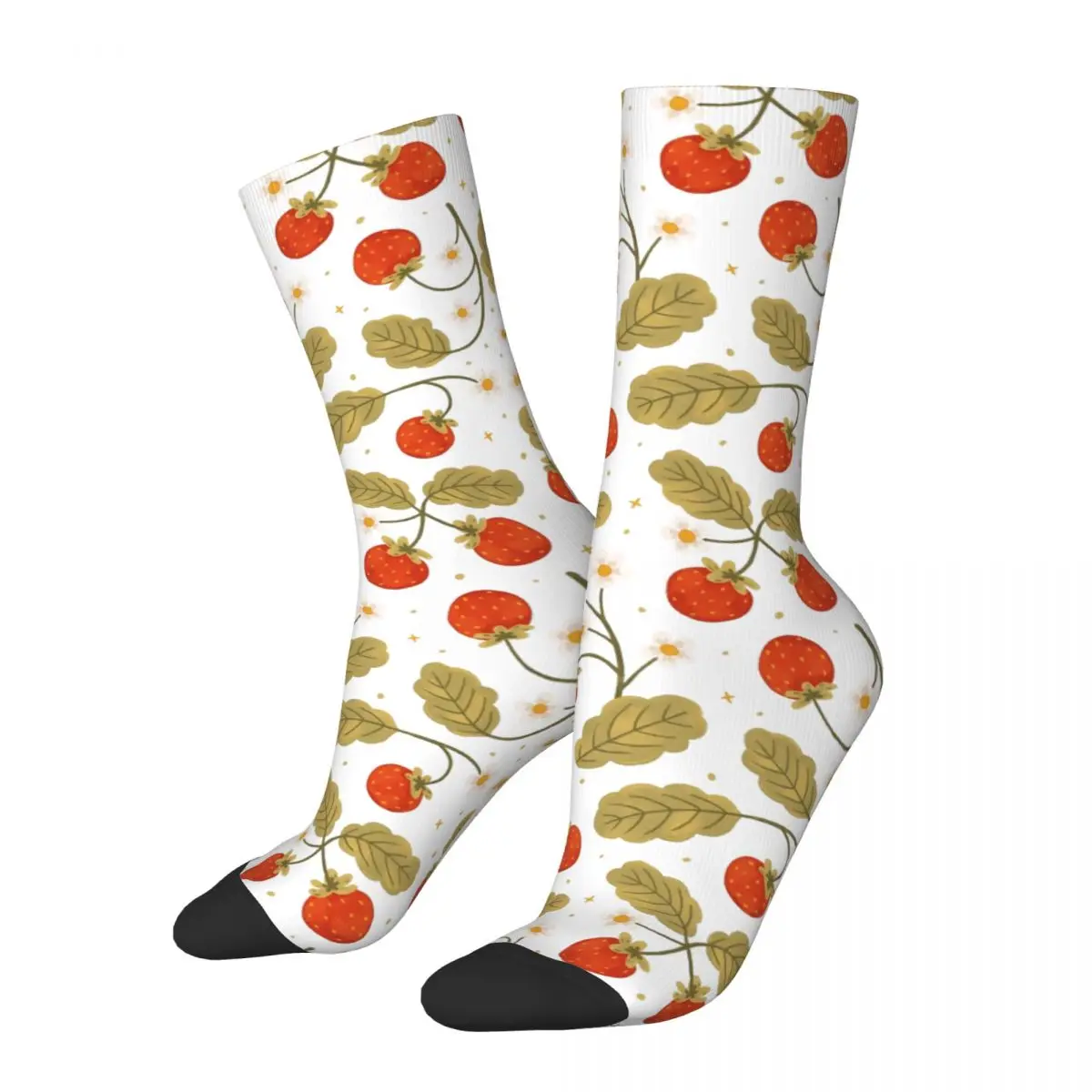 Sweet Strawberries Fruit Theme Design Crew Socks Accessories for Men Cozy Sock