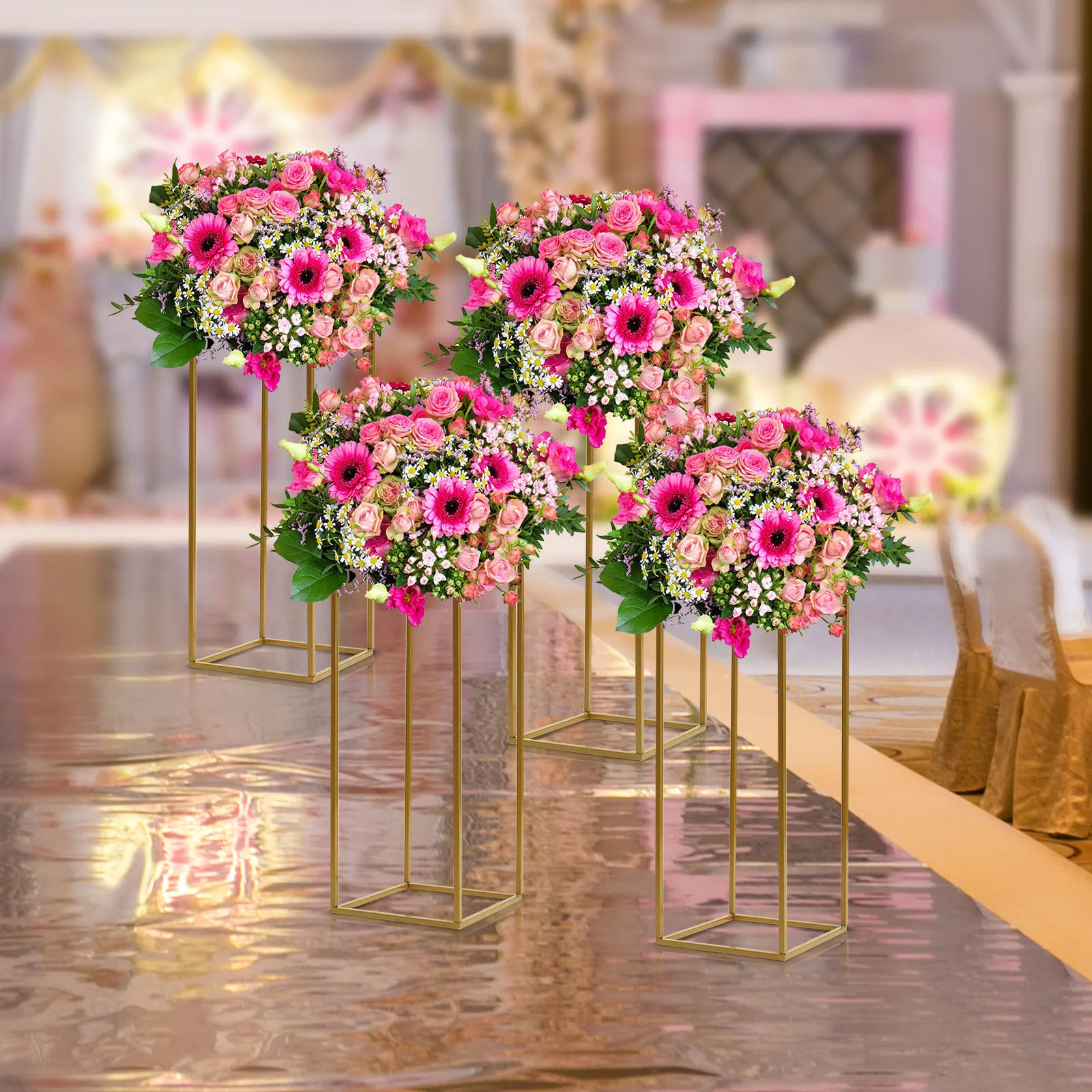 Wedding Flower Stand, Gold Flower Holder, Rectangular Flower Rack