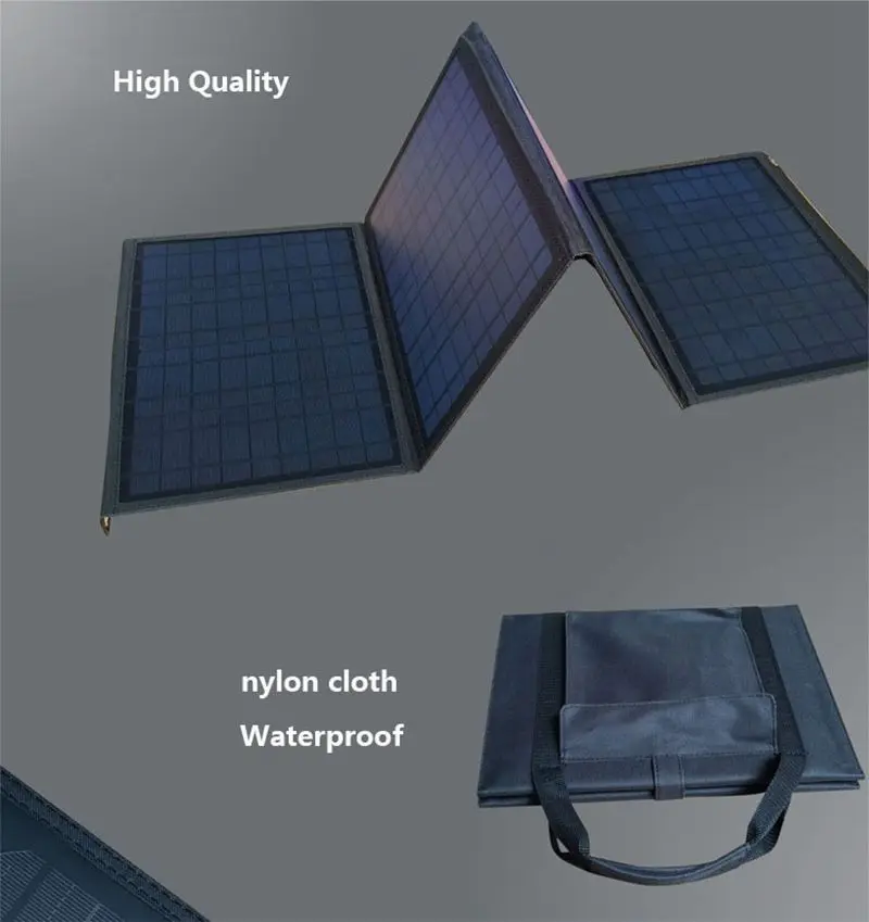 200W Foldable Solar Panel Dual USB+DC Solar Cell Portable Waterproof Solar Charger Outdoor Mobile Power Bank for Camping Hiking