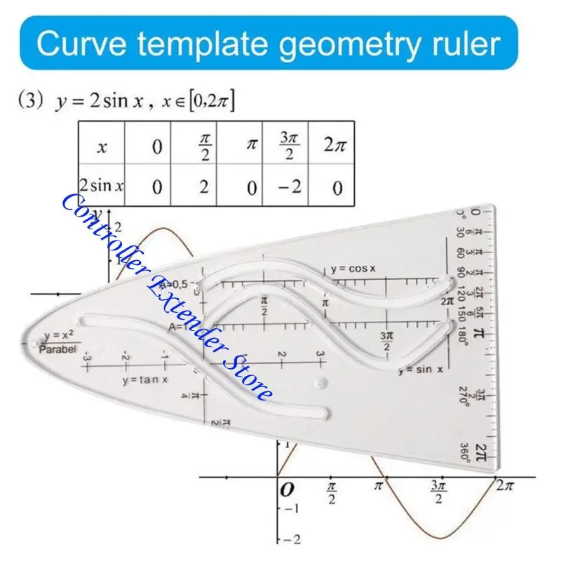 N84B Công cụ hình học thước đo cosine chính xác Parabol stencil thước đo cosine nghiên cứu toán học