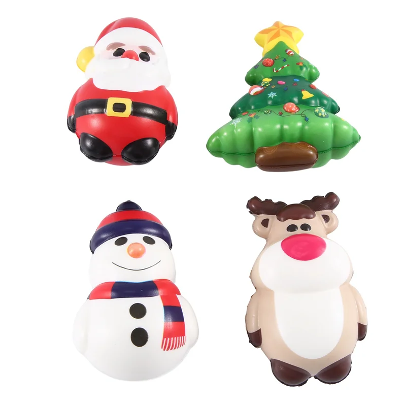 ABUM-4 Uds. Squishy antiestrés Santa Claus Reno PU regalo de Navidad rebote lento antiestrés apretar