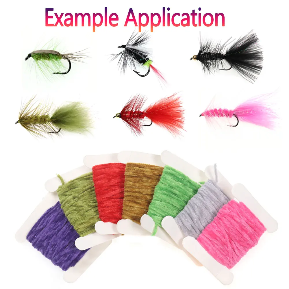 2-14 Stück 3 mm breites Rayon-Chenille-Garn zum Fliegenbinden für Woolly Bugger Nymph Leech Worms Streamer Forellen- und Barsch-Angelköder – Detail 6