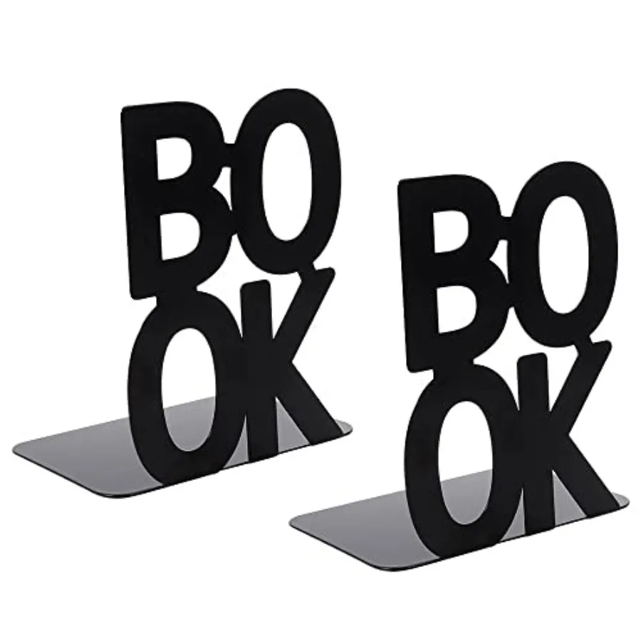 

Decorative Book Ends, Metal Bookends Nonskid Heavy Duty Book Ends Shelves Office, Library Office Home, 1 Pair Black