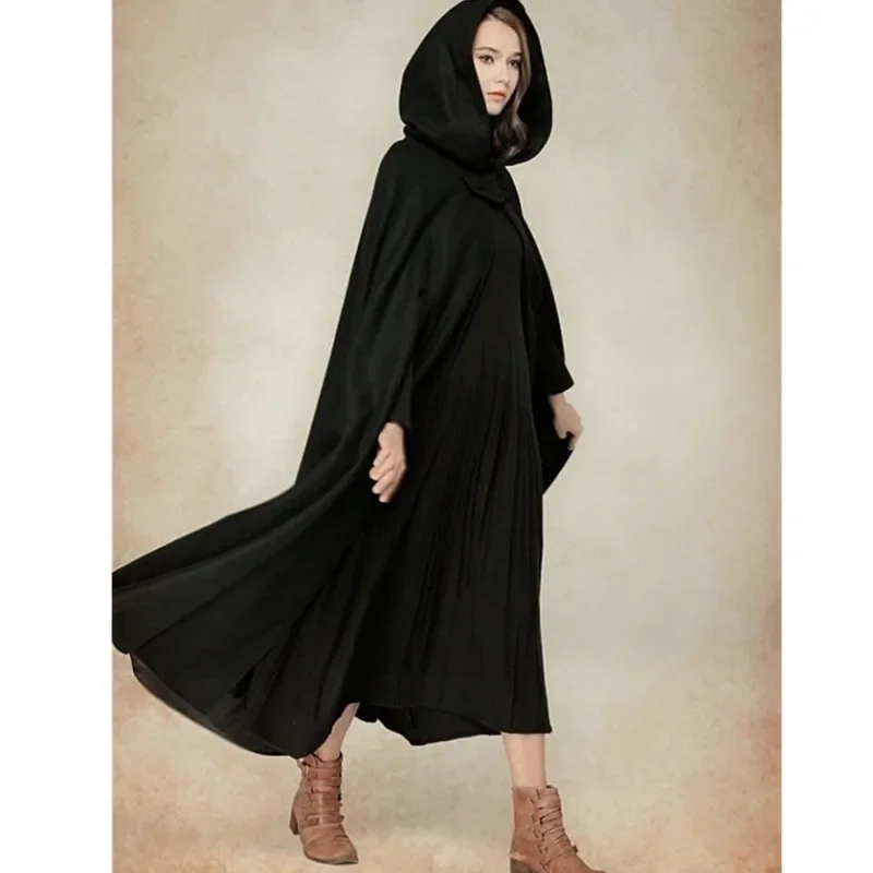 Assassin role-playing fashion long sleeved cloak retro medieval Gothic hooded cloak thin coat female vampire devil cape