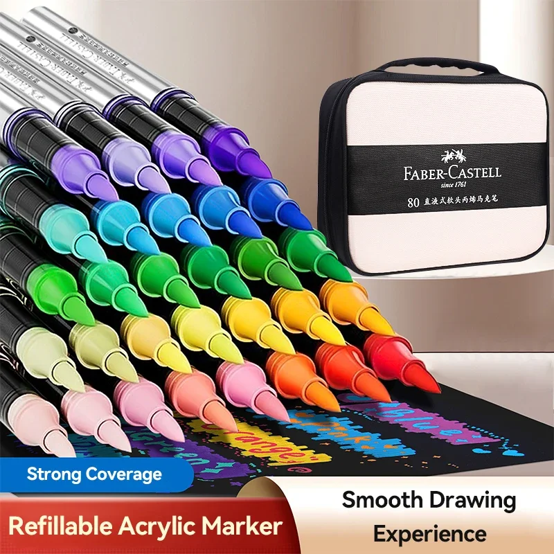 Acrylic Brush Markers Set Automatic Ink Control System Art Markers Set For Manga Graffiti Crafts Art School Supplies 24/80Colors