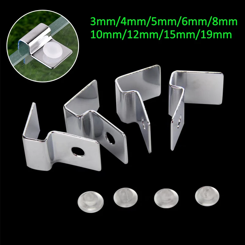 4Pcs/lot 3~19mm Aquarium Fish Tank Glass Cover Support Stainless Steel Non-Slip Holders Universal Lid Clips Aquarium Accessories
