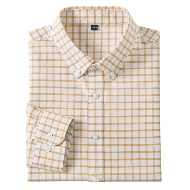 

New Spring Long Sleeve Casual Shirts For Man 100% Cotton Oxford Plaid Striped Fashion Daily Clothing Smart Business Dress Shirts