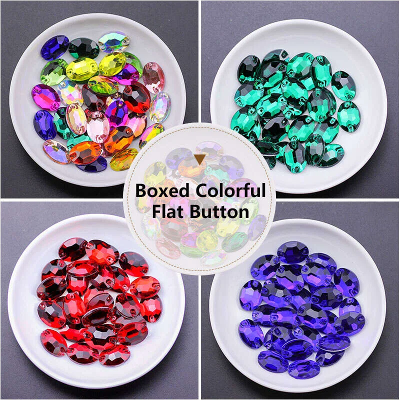 All Size Ab Sew Oval Egg Colorful Crystal ABsew On Stone Flatback Rhinestone Sewing For Wedding Dress