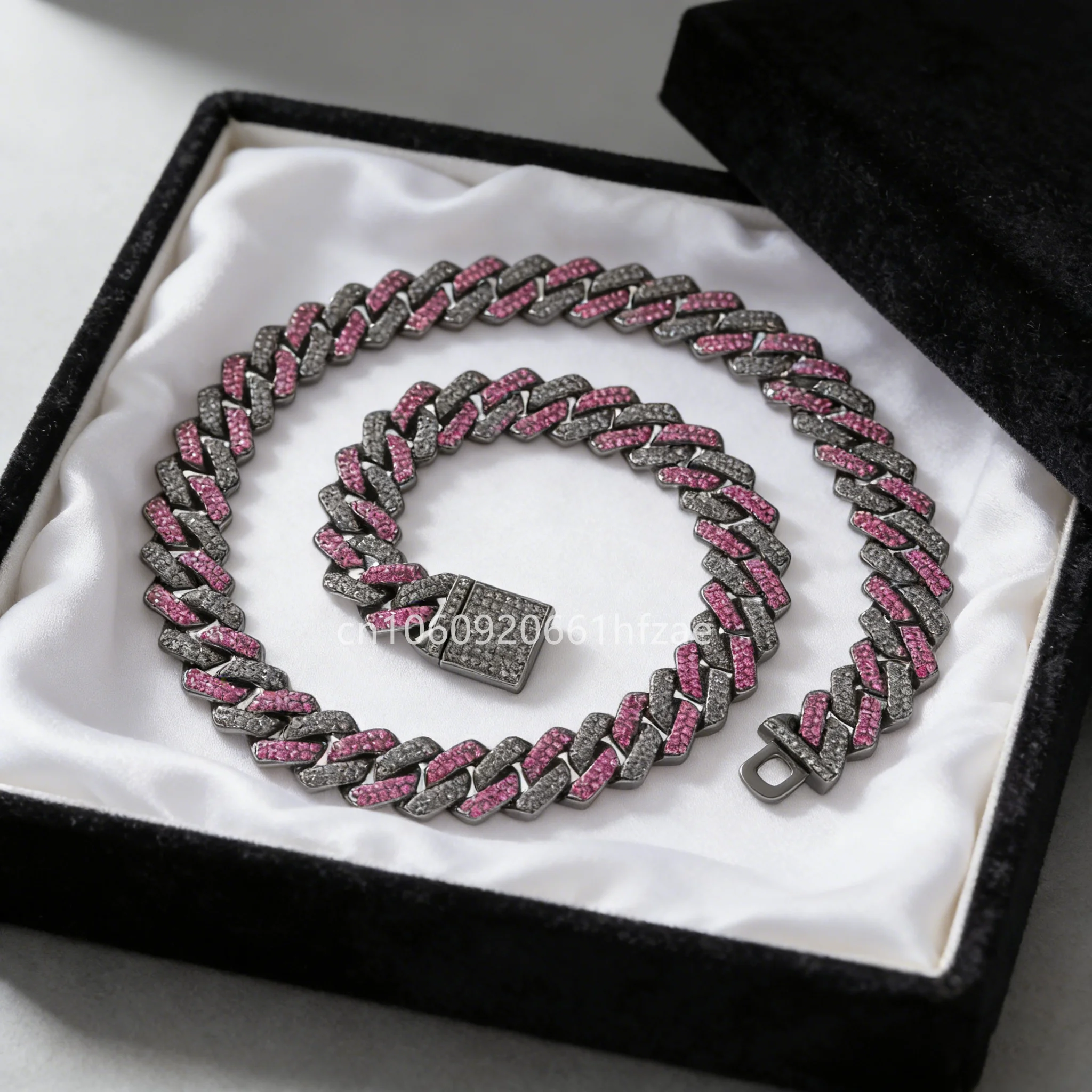 14/15mm Purple Lab Diamond Dog Cuban Chain Collar Secure Buckle Pet Necklace Jewelry Accessories For Small Medium Large Dogs Cat