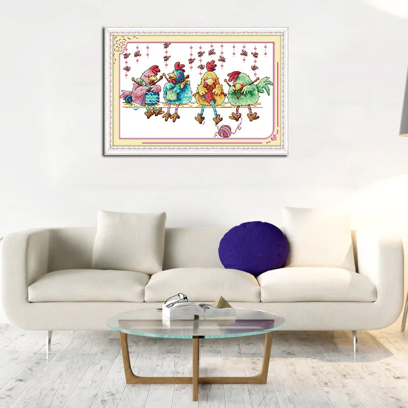 Joy Sunday Chicken Cross Stitch Set DMC Thread Aida 16CT 14CT 11CT Folk Craft conted Print on Canvas ricamo kit Home Decor