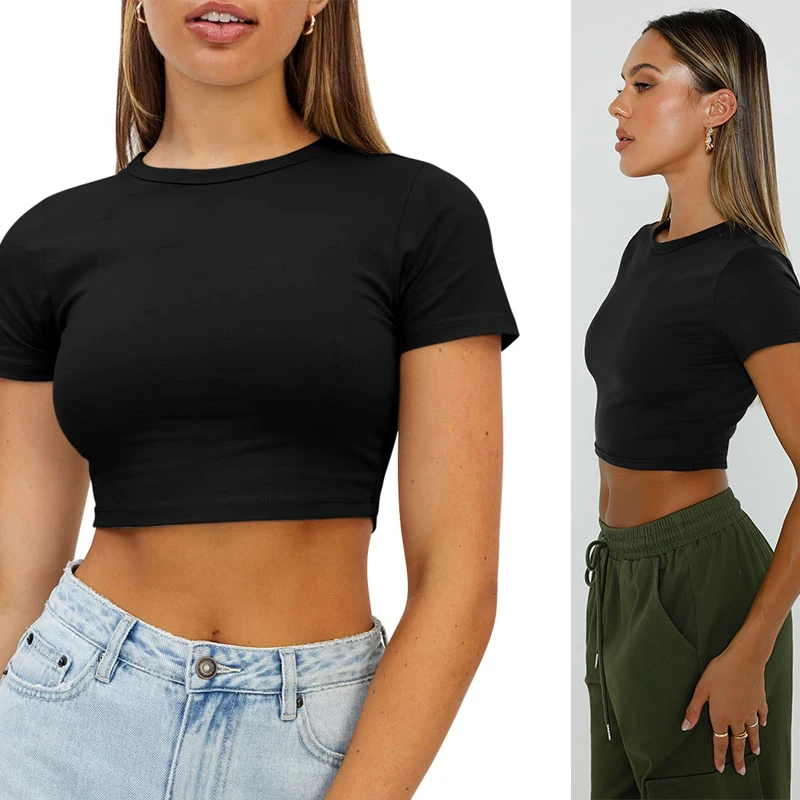 

2025 Women's Sports T Shirt Summer Short Sleeve Running Round Neck Breathable Stretchy GYM Yoga Slim Fitness Active Top Tee