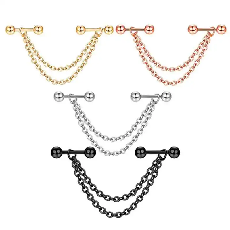 

Wholesales Chain Trendy Chain Earrings for Women Double Piercing Dangle Hoop Earrings Tragus Earrings Stud body Ear Pie