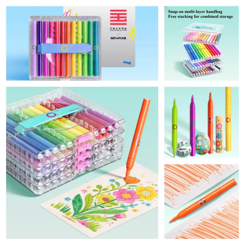 

Набор акриловых маркеров с двойным наконечником (24/36/48/60 цветов) для рисования, раскрашивания, граффити и школьного творчества