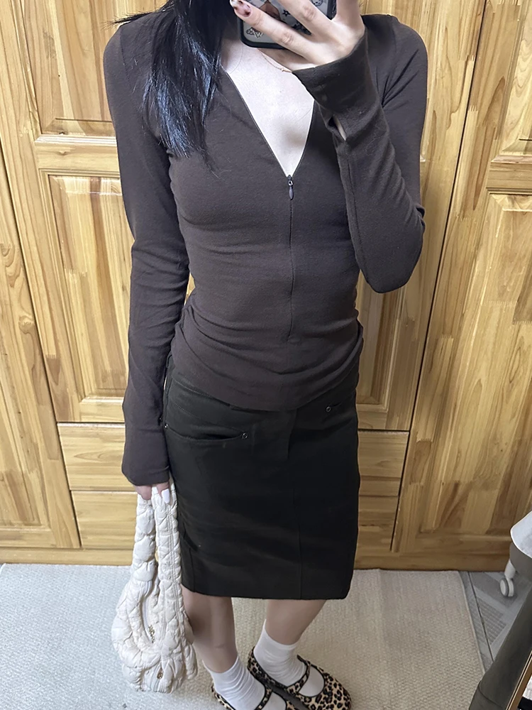 الأمريكية Sle الساخن فتاة سستة طويلة Sve V-Ne تي شيرت المرأة سليم صالح ملابس داخلية التخسيس قاعدة irt الرجعية Sle تخفيف