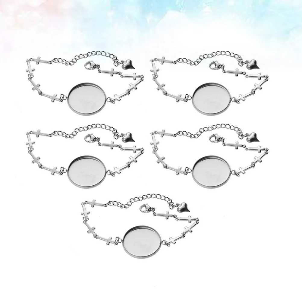 

5Pcs Time Gem Tray Bracelets Stainless Steel Alloy Wristbands Creative Storage Base DIY Gifts Suitable for Party Travel Casual