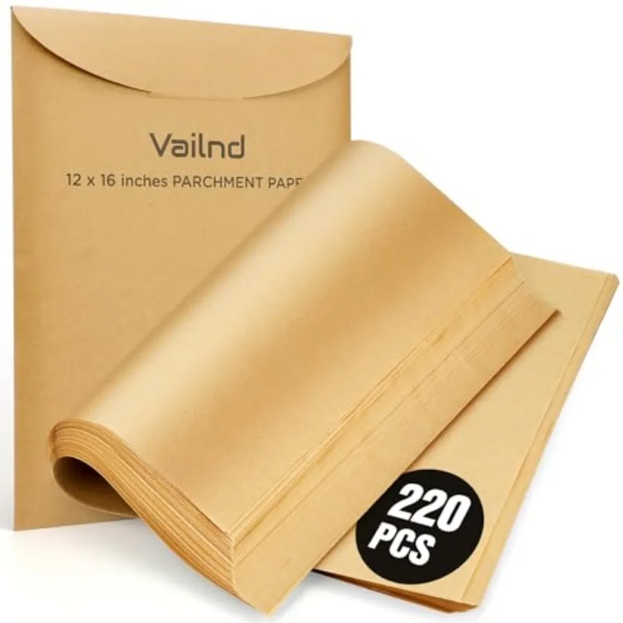 220 Pcs Unbleached Parchment Paper Sheets for Baking, 12'' X 16'' Pre-cut Half Sheet Parchment Paper, Non Toxic Non-Stick Lay F