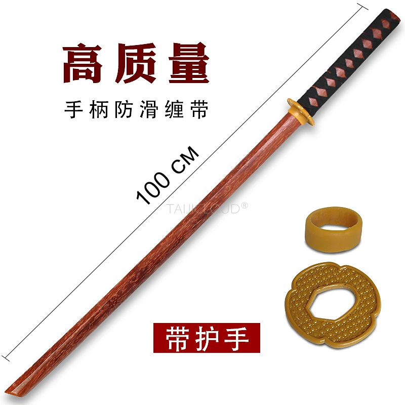 Solid Wood Iaido Bokken, Japanese Katana Training Sword with Saya (Scabbard) for Kendo Practice, Blunt & Unsharpened