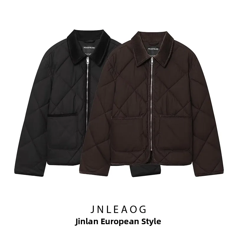 

JNLEAOG Fashionable Versatile Stitched Jacket Street Style Hooded Zipper Closure Long Sleeve Cotton Coat for Women