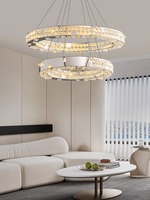 2 Layer Chrome Gold Dimmable LED Art Deco K9 Crystal Designer Ceiling Chandelier Indoor Lighting Hanging Lamp For Living Room