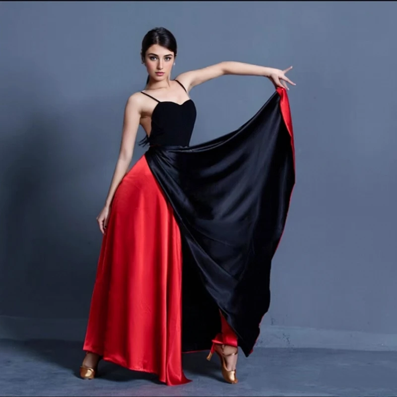 الأحمر اللاتينية تنورة رقص الأطفال الرقص الشرقي f تنورة المرأة الكبار كبير سوينغ تنورة مصارعة الثيران ملابس رقص تنورة نسائية