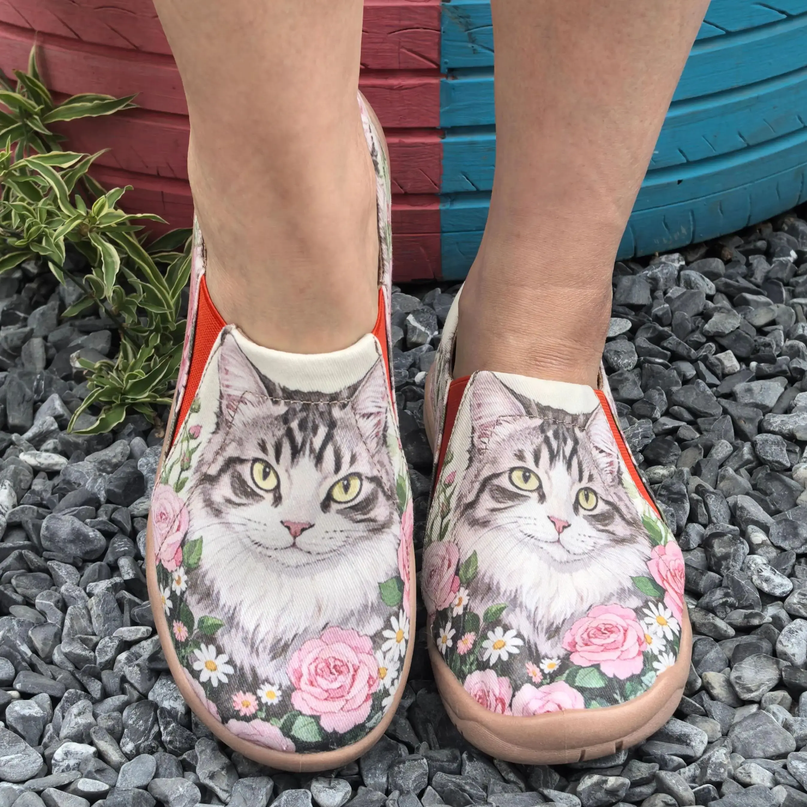 

Women's Casual Sneakers, Walking Shoes, Running Shoes, Slip-On Comfortable Low-Top Soft-Soled Breathable Large-Size Women's Shoes, Cat Print Fashion Holiday Gift.