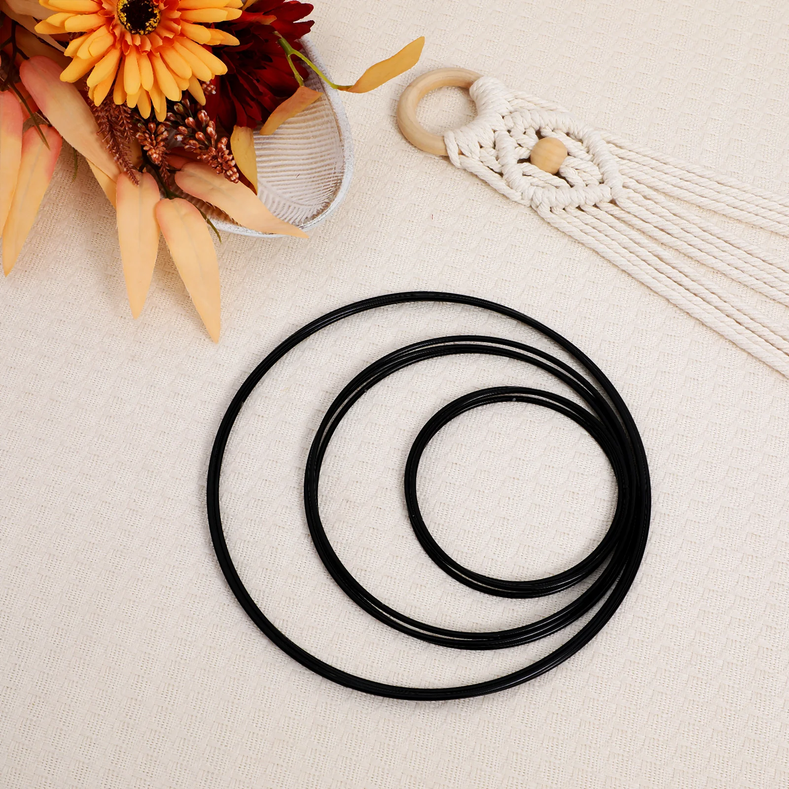 วงแหวนโลหะขัดเงาขนาดใหญ่ 9 ชิ้น สำหรับทำพวงหรีด งานฝีมือมาคราเม่ ตกแต่งโต๊ะงานแต่งงาน