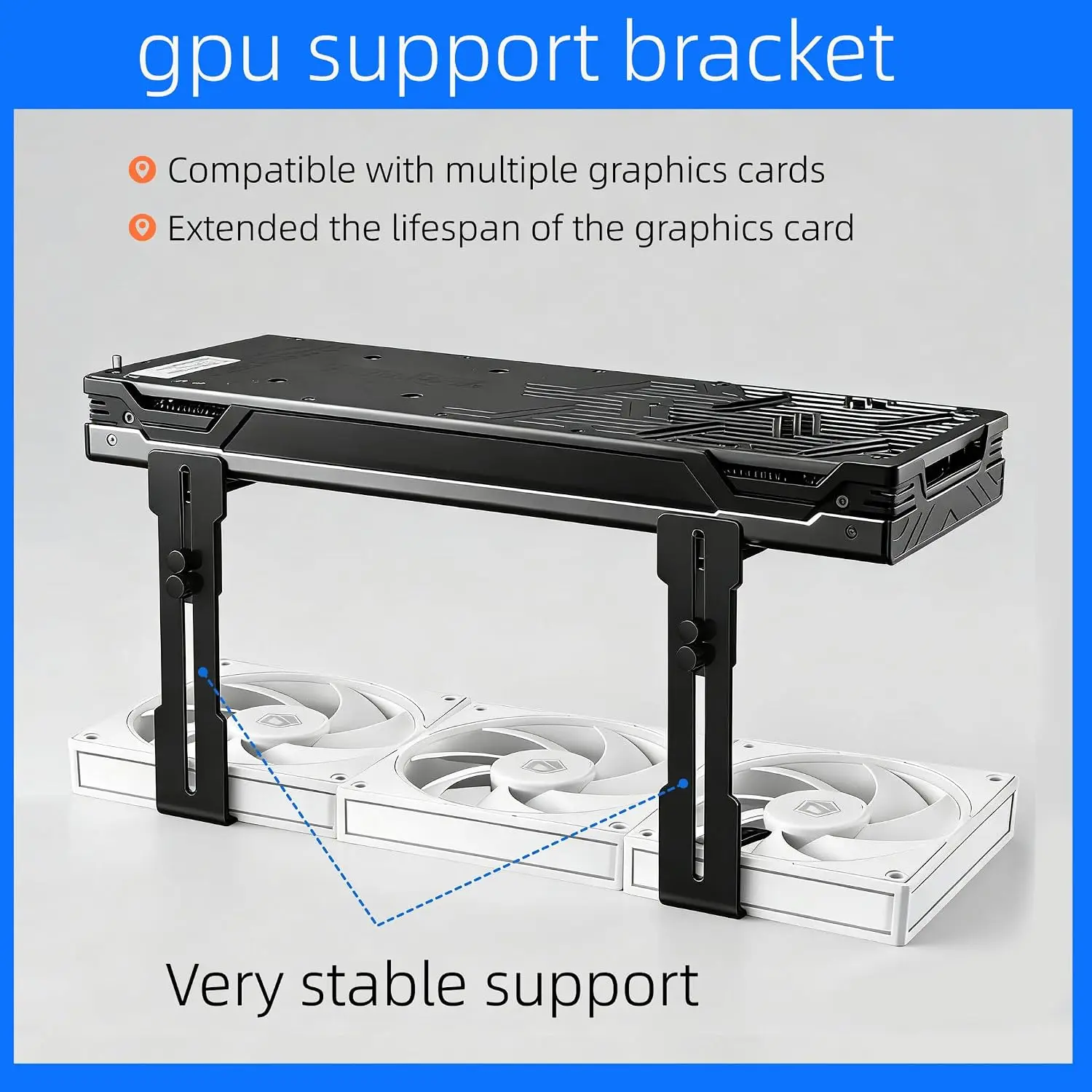 GPUHOLD Graphics Card Holder Adjustable Video Card Bracket GPU Holder for ITX/ATX Desktop PC Case Accessory Prevent Sagging