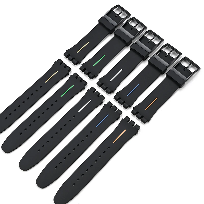 Silicone Rubber Strap for Swatch Watch Band Men Women Sport Waterproof Replacement Bracelet Accessories 16mm 17mm 19mm 20mm