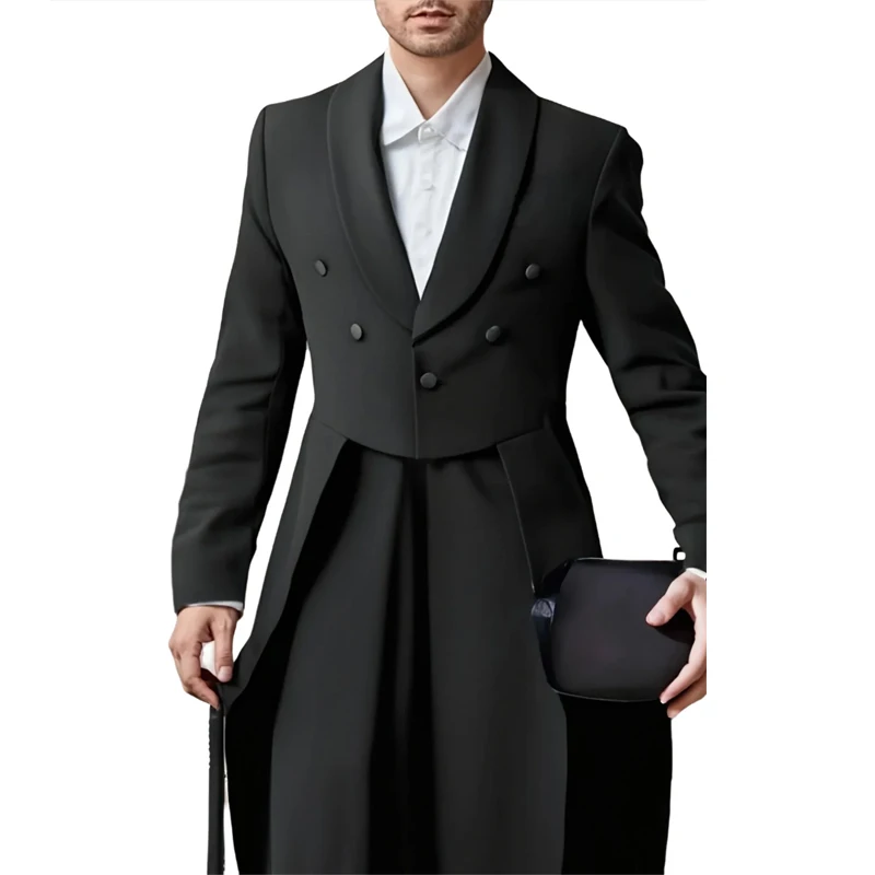 Men's Suit Men's Elegant Steampunk Victorian Tailcoat Gothic Suit Jacket Groom Groomsmen Blazer Pirate Parties Cosplay Long Coat