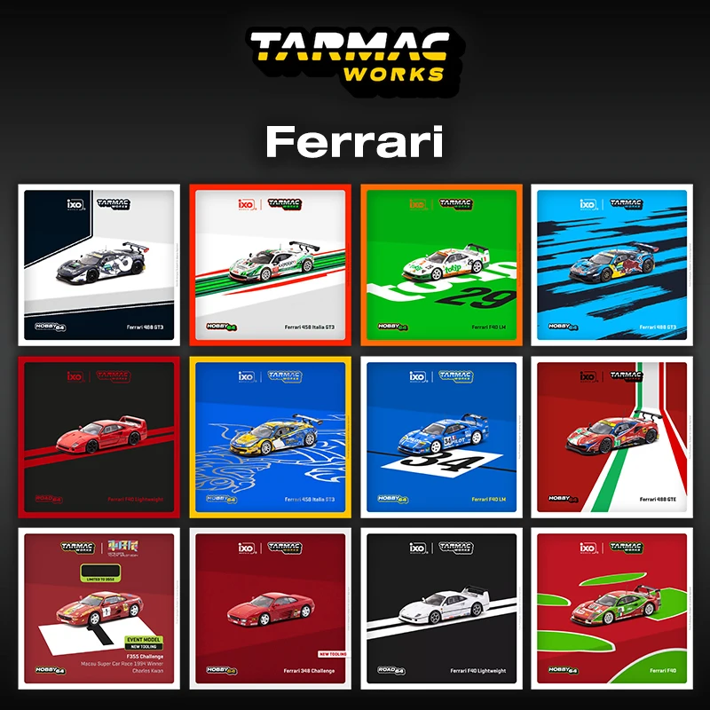 TW 1:64 Ferrari F40 LM 458 488 GT3 355 Challenge Diecast Car Model Collection Miniature Toy Tarmac Works