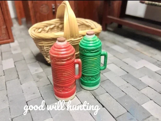 Nostalgic Wooden Box Flashlight Old Kettle Washbasin Lunch Box Miniature Model Rice Cooker Washing Machine Dollhouse Accessories