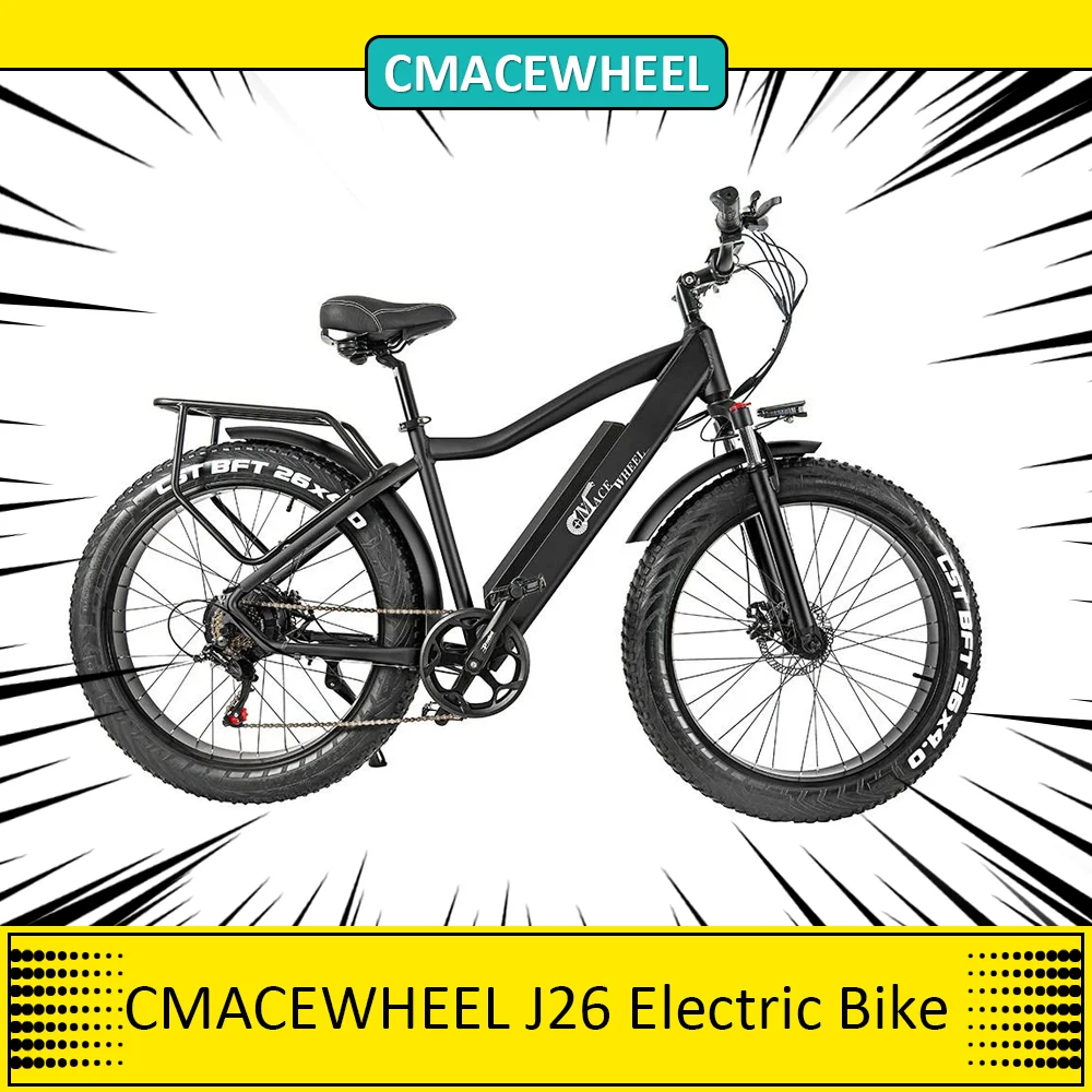 CMACEWHEEL J26 Electric Bike 750W Motor 17Ah Battery  45km/h Max Speed 26*4.0'' Fat Tire Adult City E-Bike Disc Brake 150kg Load