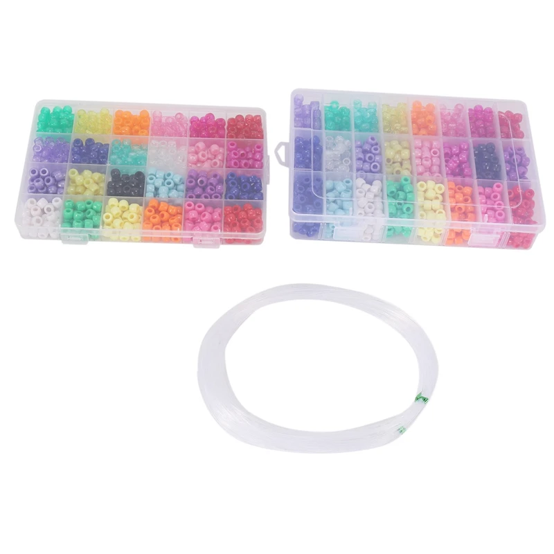 Pony Beads, 1,900 Pcs 9Mm Pony Beads Set In 24 Colors With Elastic String For Bracelet Jewelry Making