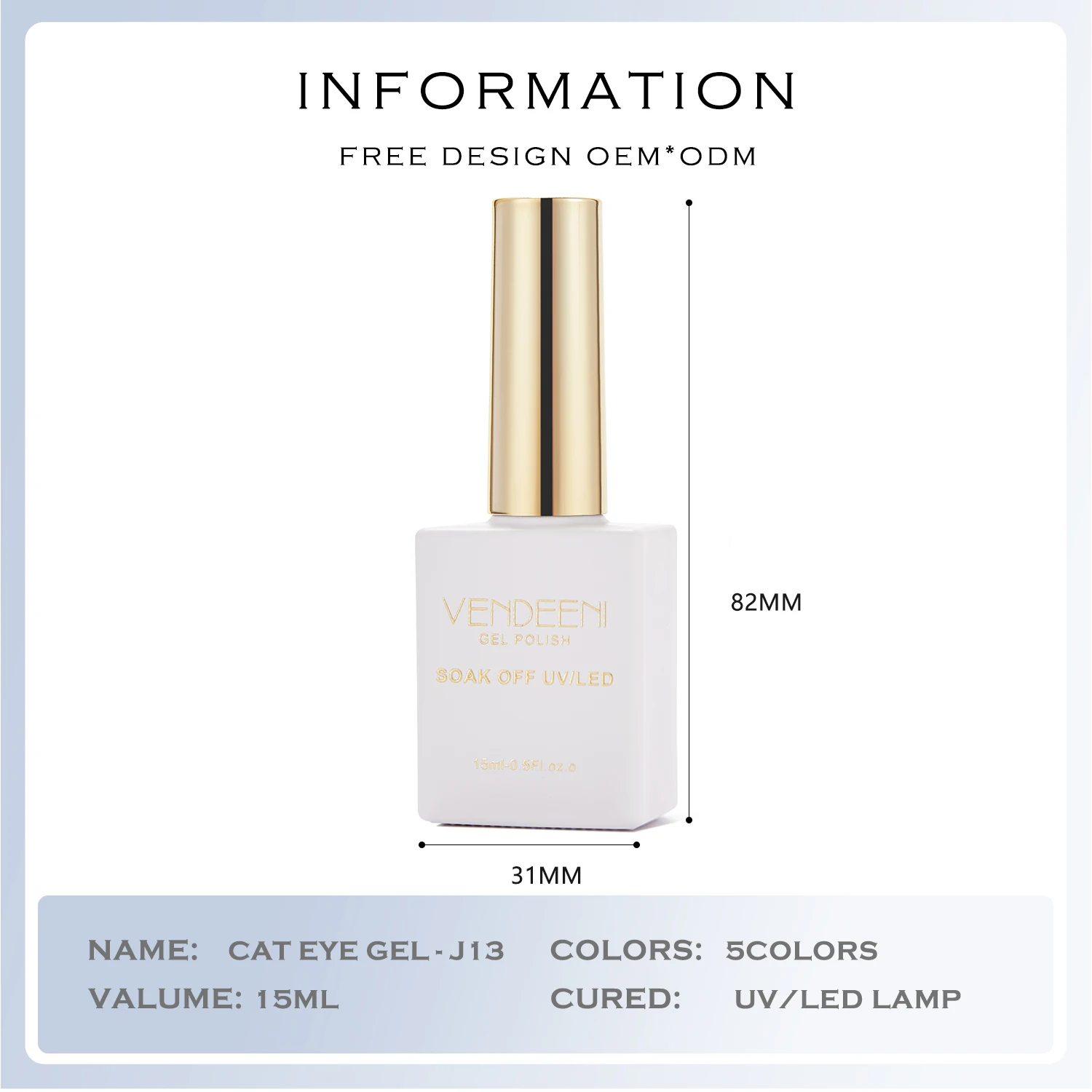 Vendeeni Universal 5 สี Cat Eye Gel ชุดโรงงานขายส่ง 15 ml ประกายเคลือบเงา Cat Eye เล็บเจล