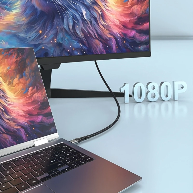 ความเก่งกาจประเภท C สาย USB ถึง VGA, วิดีโอเอาต์พุตคุณภาพประเภท c ถึงสาย VGA สำหรับอุปกรณ์คอมพิวเตอร์สมัยใหม่ 78.74 นิ้ว