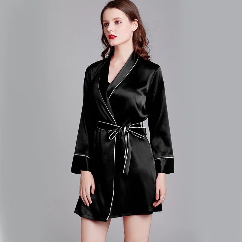 

Женская ультра-дышащая летняя шаль из ледяного шелка - халат для сна с воротником: все - в одном для ванны, утро и домашний комфорт.