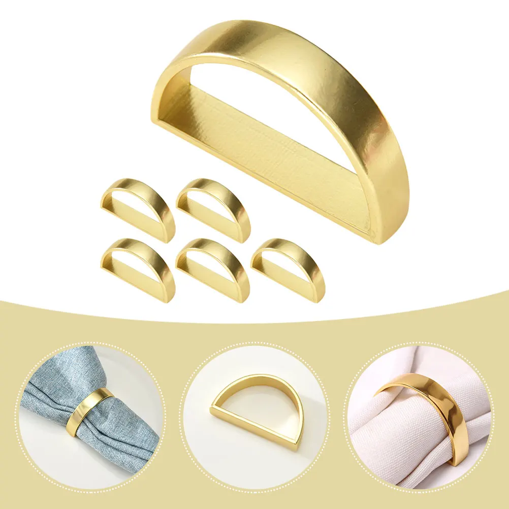 

6 Pcs Napkin Rings D design Alloy Metal Buckles Reliable Delicate Serviette Creative Elegant Practical Party Banquet Decorative