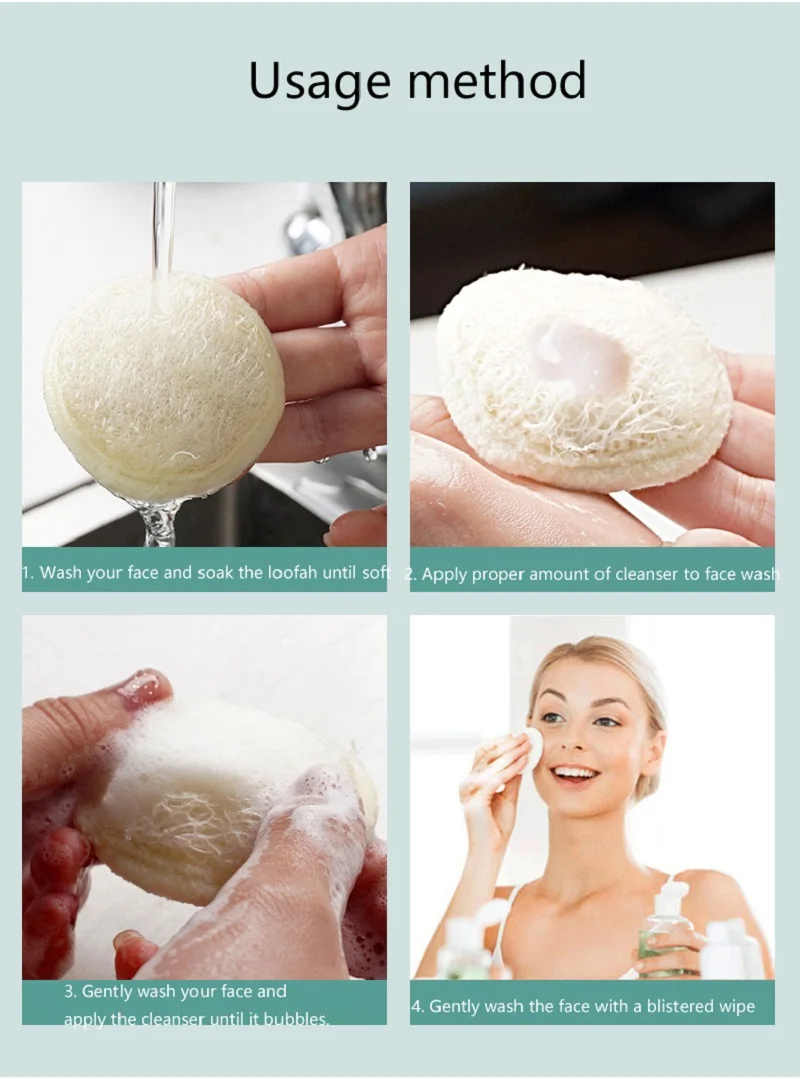 Loofah-Serviette naturelle pour le visage et le corps, éponge de massage, outil de soins de la peau, 1/10 pièces