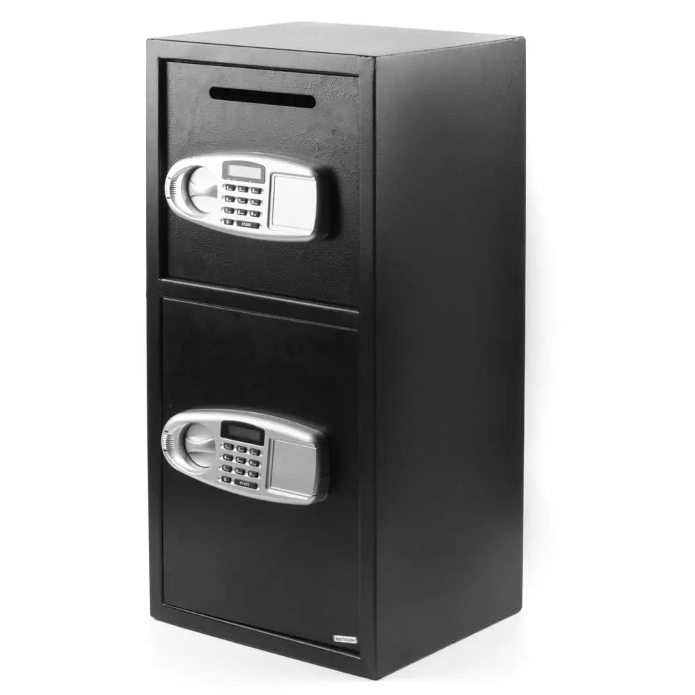 7TE Large Digital Steel Safe for Home Office Security - Stylish Black & Silver Grey Design