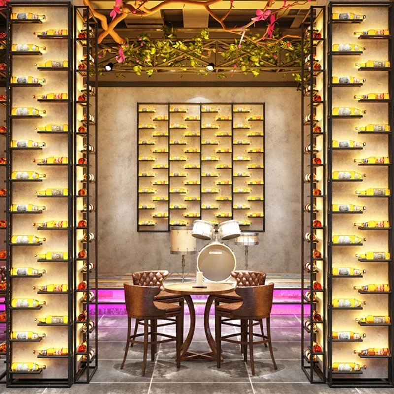 

Columns Luminescence Bar Cabinet Partitions Shelve Ironwork Simple Wine Rack Barbecue Customized Kast Coffee Shop Furniture