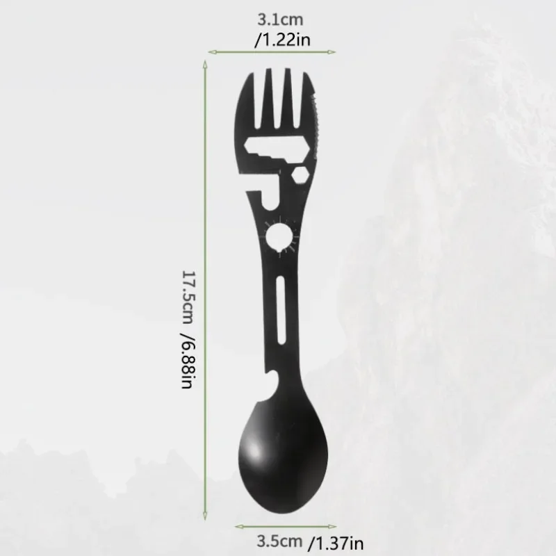 1PC 8w1 wielofunkcyjny gwizdek nóż Outdoor Camping Survival Spork kuchnia wielofunkcyjny klucz otwieracz do butelek łyżka