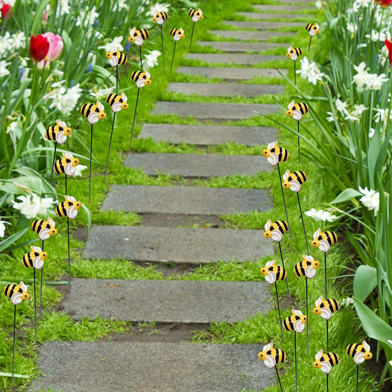 Estacas para decoración de jardín, 10 piezas, estacas para patio de abejas, adornos para camino de césped, maceta impermeable para interior y exterior