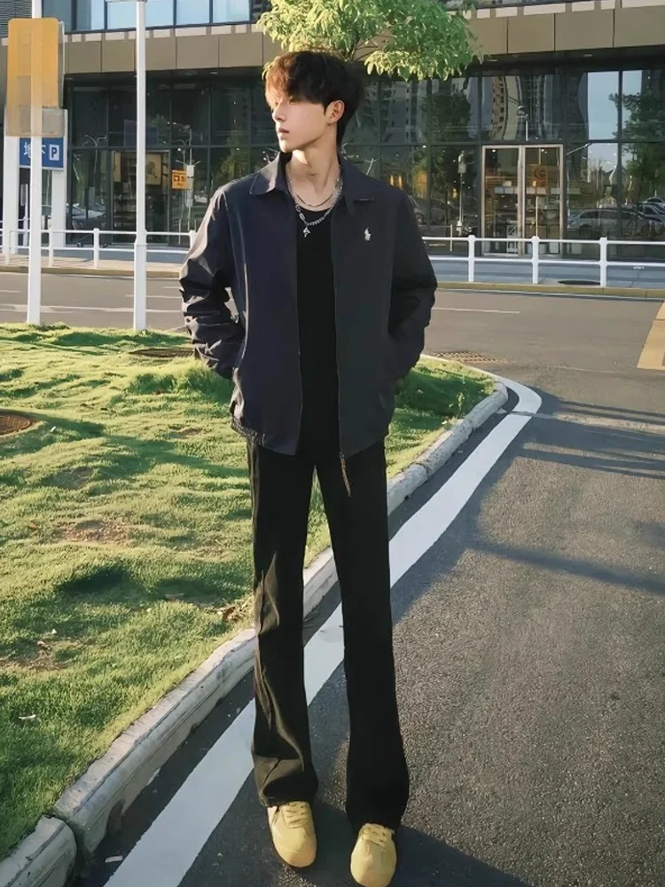 

Мужские джинсы с прямыми штанинами в американском стиле High Street, утягивающие микро-расклешенные брюки CleanFit, осенняя модная повседневная одежда