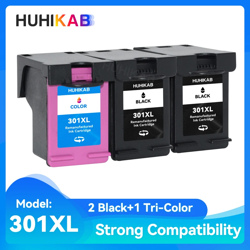 HUHIKAB Inktcartridge Vervanging Voor HP 301 XL Voor HP 301 Inktcartridges Deskjet 2540 2541 2542 2543 2544 2546 1000 1010 1011